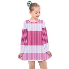 Fabric Geometric Texture Kids  Long Sleeve Dress by Bajindul