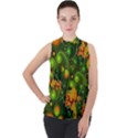 Fractal Design Creative Fantasy Mock Neck Chiffon Sleeveless Top View1