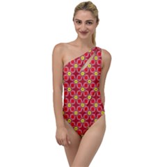 Red Yellow Pattern Design To One Side Swimsuit by Alisyart