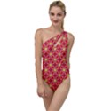 Red Yellow Pattern Design To One Side Swimsuit View1