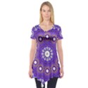 Mandala Abstract Design Pattern Blue Short Sleeve Tunic  View1