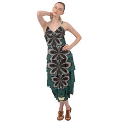 Green And White Pattern Layered Bottom Dress