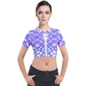 Geometric Plaid Purple Blue Short Sleeve Cropped Jacket View1