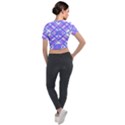 Geometric Plaid Purple Blue Short Sleeve Cropped Jacket View2