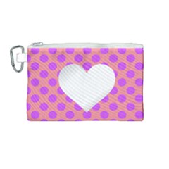 Love Heart Valentine Canvas Cosmetic Bag (medium) by HermanTelo