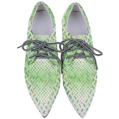 Green Pattern Curved Puzzle Pointed Oxford Shoes by HermanTelo
