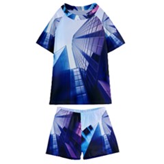 Abstract Architectural Design Architecture Building Kids  Swim Tee And Shorts Set