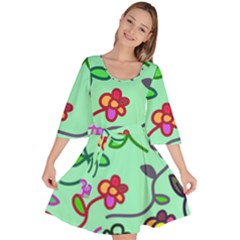 Flowers Floral Plants Velour Kimono Dress