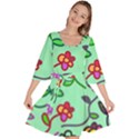 Flowers Floral Plants Velour Kimono Dress View1