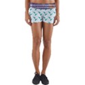Blue Parrot Pattern Yellow Plaid Flannel Yoga Shorts View1