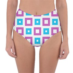 Pattern Plaid Reversible High-waist Bikini Bottoms by HermanTelo