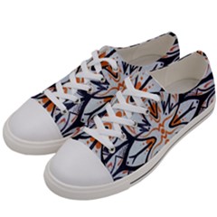 White Black And Orange Illustration Women s Low Top Canvas Sneakers