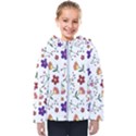 Flowers on a white background             Kids  Hooded Puffer Jacket View1