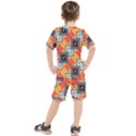 Shapes on a brown background pattern            Kids  Tee and Shorts Set View2