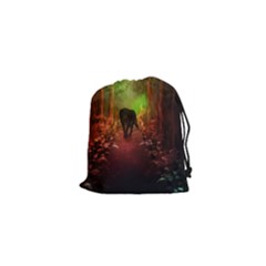 The Lonely Wolf In The Night Drawstring Pouch (xs)