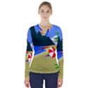 Beach Summer Sea Ocean Water Sand V-Neck Long Sleeve Top View1