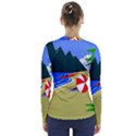 Beach Summer Sea Ocean Water Sand V-Neck Long Sleeve Top View2
