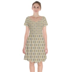 Star Basket Pattern Basket Pattern Short Sleeve Bardot Dress