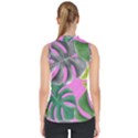 Tropical Greens Leaves Design Mock Neck Shell Top View2