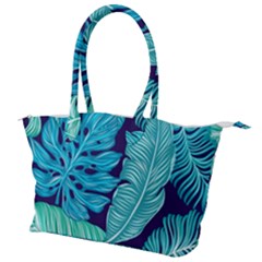 Tropical Greens Leaves Design Canvas Shoulder Bag by Simbadda