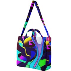 Curvy Collage Square Shoulder Tote Bag by bloomingvinedesign