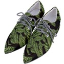 Leaves Black Background Pattern Pointed Oxford Shoes View2