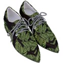 Leaves Black Background Pattern Pointed Oxford Shoes View3