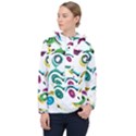 Distorted circles on a white background                 Women Hooded Front Pocket Windbreaker View1