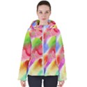Colorful watercolors                   Women s Hooded Puffer Jacket View1