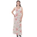 pink flowers pattern spring nature Sleeveless Velour Maxi Dress View1