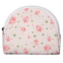 Pink Flowers Pattern Spring Nature Horseshoe Style Canvas Pouch