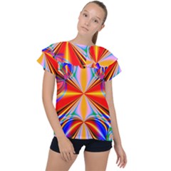 Abstract Art Fractal Art Ruffle Collar Chiffon Blouse