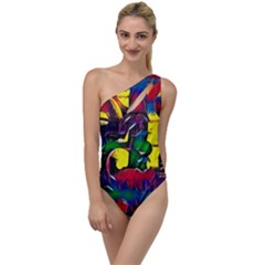 Colorful Shapes Abstract Painting                     To One Side Swimsuit