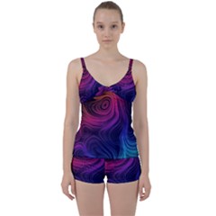 Abstract Pattern Art Tie Front Two Piece Tankini