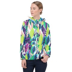 Misc Leaves                       Women Hooded Front Pocket Windbreaker