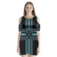 Cross Art Fractal Shoulder Cutout Velvet One Piece