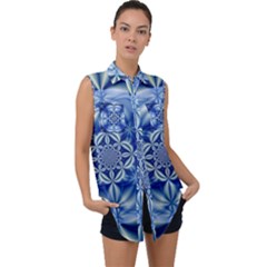 Abstract Art Artwork Fractal Design Sleeveless Chiffon Button Shirt