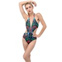 Abstract Art Fractal Artwork Plunging Cut Out Swimsuit View1