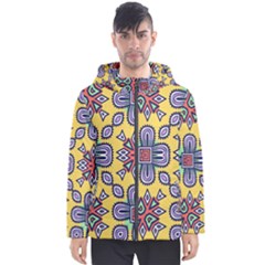 Shapes On A Yellow Background                      Men s Hooded Puffer Jacket