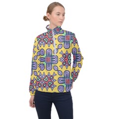 Shapes On A Yellow Background                      Women Half Zip Windbreaker