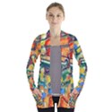 Colorful painted shapes                     Women s Open Front Pockets Cardigan View1