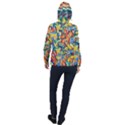 Colorful painted shapes                      Women Hooded Front Pocket Windbreaker View2