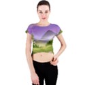 Digital Art Painting Landscape Crew Neck Crop Top View1