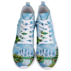 Digital Design Landscape Mountains Men s Lightweight High Top Sneakers