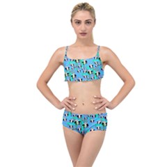 Cute Panda Bears Pattern Layered Top Bikini Set