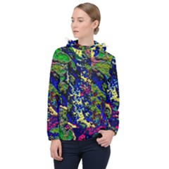 3d Colorful Texture 2                       Women Hooded Front Pocket Windbreaker