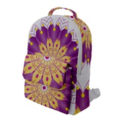 Mandala Stained Flower Drawing Flap Pocket Backpack (large)