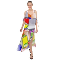 Books Pattern Reading Wallpaper Maxi Chiffon Cover Up Dress