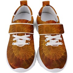 Orange Warm Hues Fractal Chaos Kids  Velcro Strap Shoes