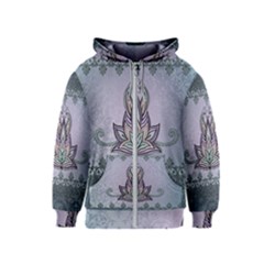 Abstract Decorative Floral Design, Mandala Kids  Zipper Hoodie